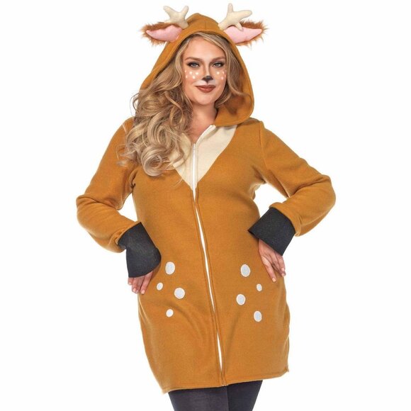 Cozy Fleece Fawn Reindeer Costume Dress Womens Size XL Christmas Halloween Top - Picture 6 of 10